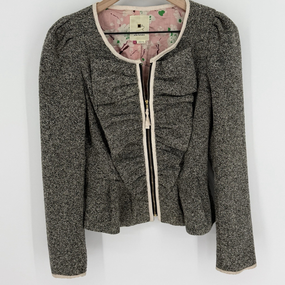 Elevenses Full Zip Brown Textured Jacket Women’s Size 4